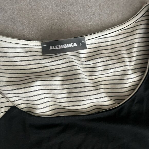 [6/XL-XXL]Alembika Black and White Circles Spotted Jersey Dress NWOT - Picture 3 of 10